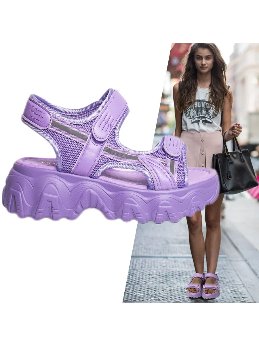 Fujin 6CM Gladiator Platform Women's Sandals 2021 Summer Fashion Women Chunky Beach Sandal Denim Comfortable Sandalias Mujer