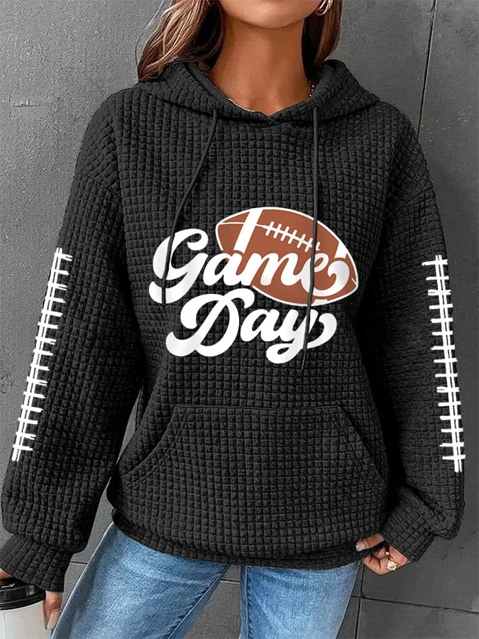 Women's Gameday Football Lover Casual Waffle Hoodie socialshop