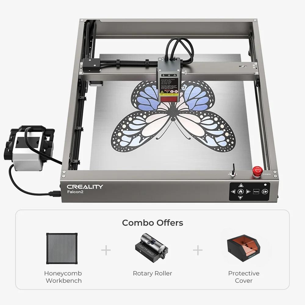 Creality Falcon2 CV-50 22W Laser Engraver & Cutter with Cut 15mm Wood / Cut Bamboo, Rubber, Apply Colorful