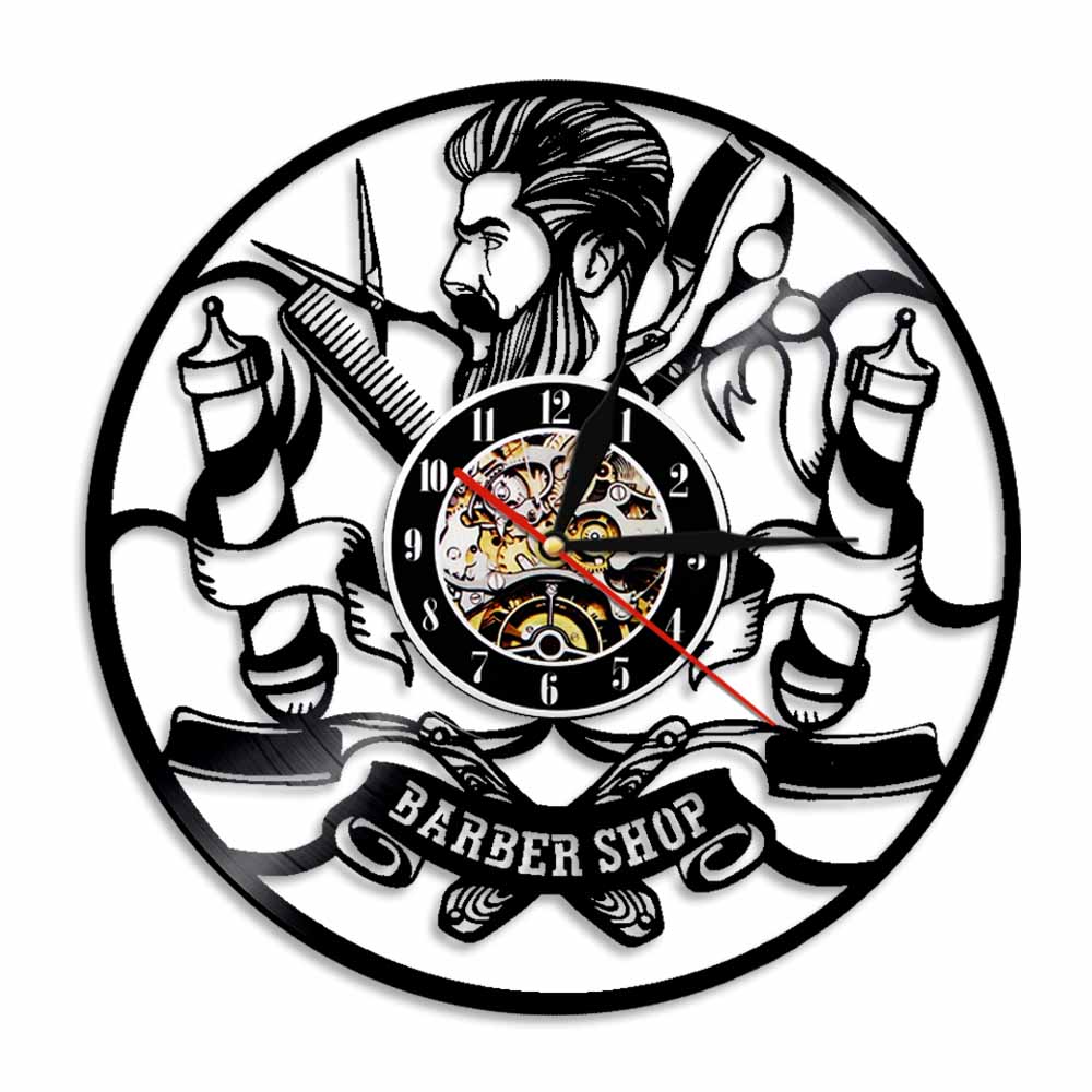 

Barber Shop - Vinyl Record Wall Clock - Without LED, 501 Original