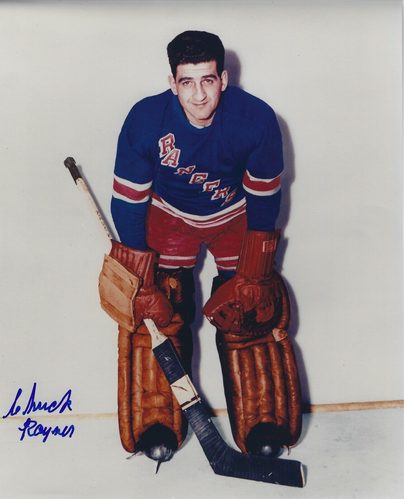 Autographed CHUCK RAYNER 8x10 NEW YORK RANGERS Photo Poster painting - w / COA