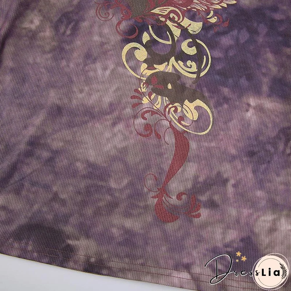 Retro V Neck Printed Slim Shirt