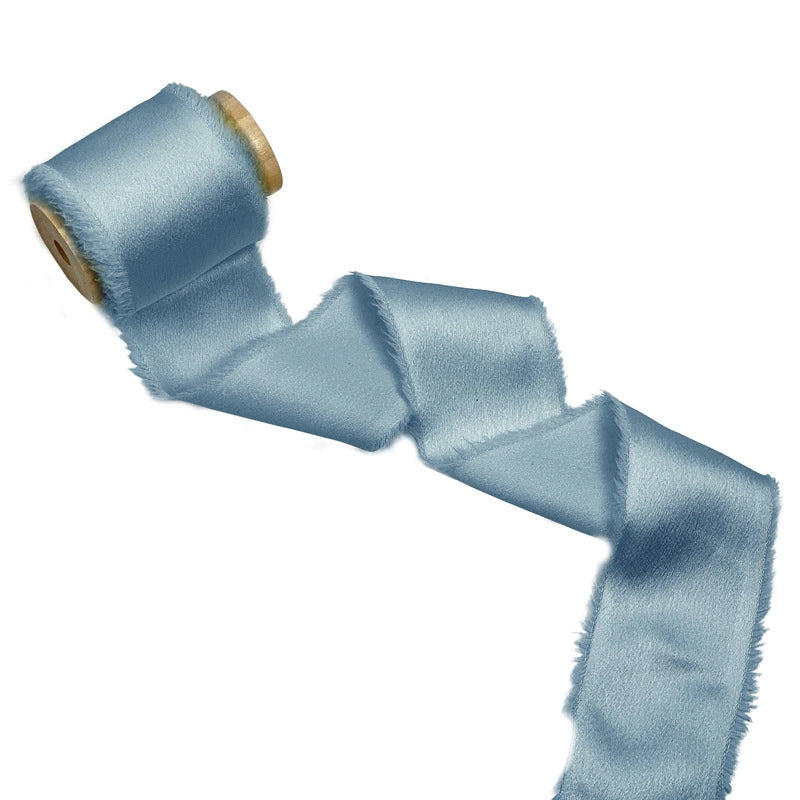 Satin Hand Ripped Burr Cloth Strip Ribbon New Year Ribbon Soft Decorative Hair Ribbon Flowers Ribbon Christmas Ribbon