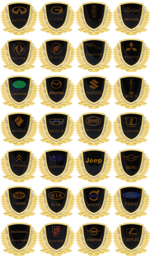 3D Car Side Logo With Diamond Ear Metal Body Sticker