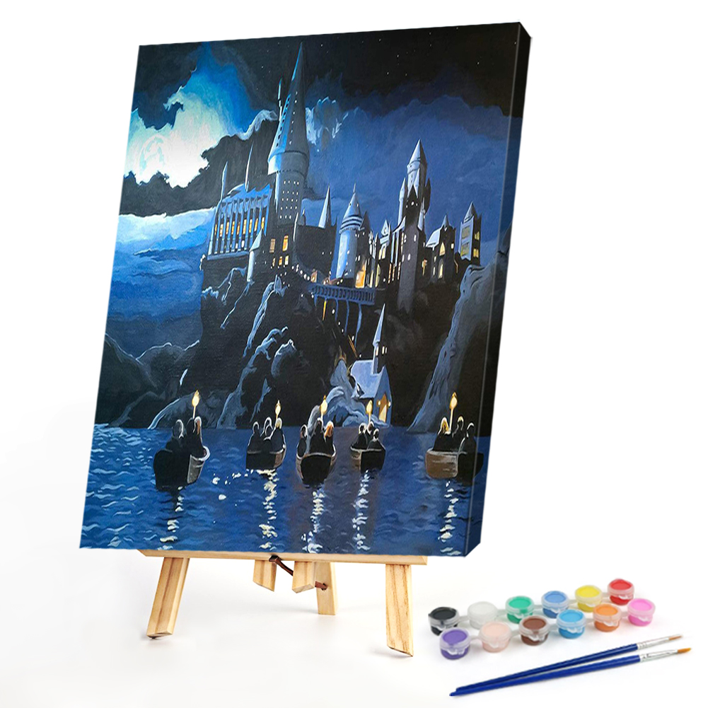 

40*50CM - Paint By Numbers - Night Lake Castle, 501 Original