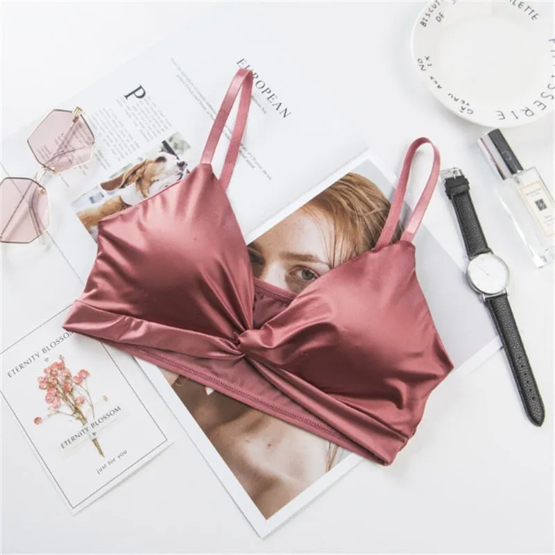 Sexy Satin Bra Triangle Cup Shaping Bralette Seamless Lenceria Push-up Beauty Back Tube Underwear Lingerie нижнее белье женское