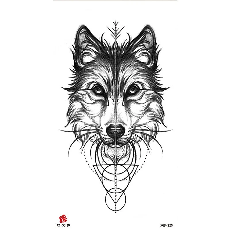 Sdrawing Temporary Tattoo Sticker Flash Tattoos Skull Snake Wolf Blue Pink Rose Flowers Body Art Arm Fake Sleeve Tatoo Women