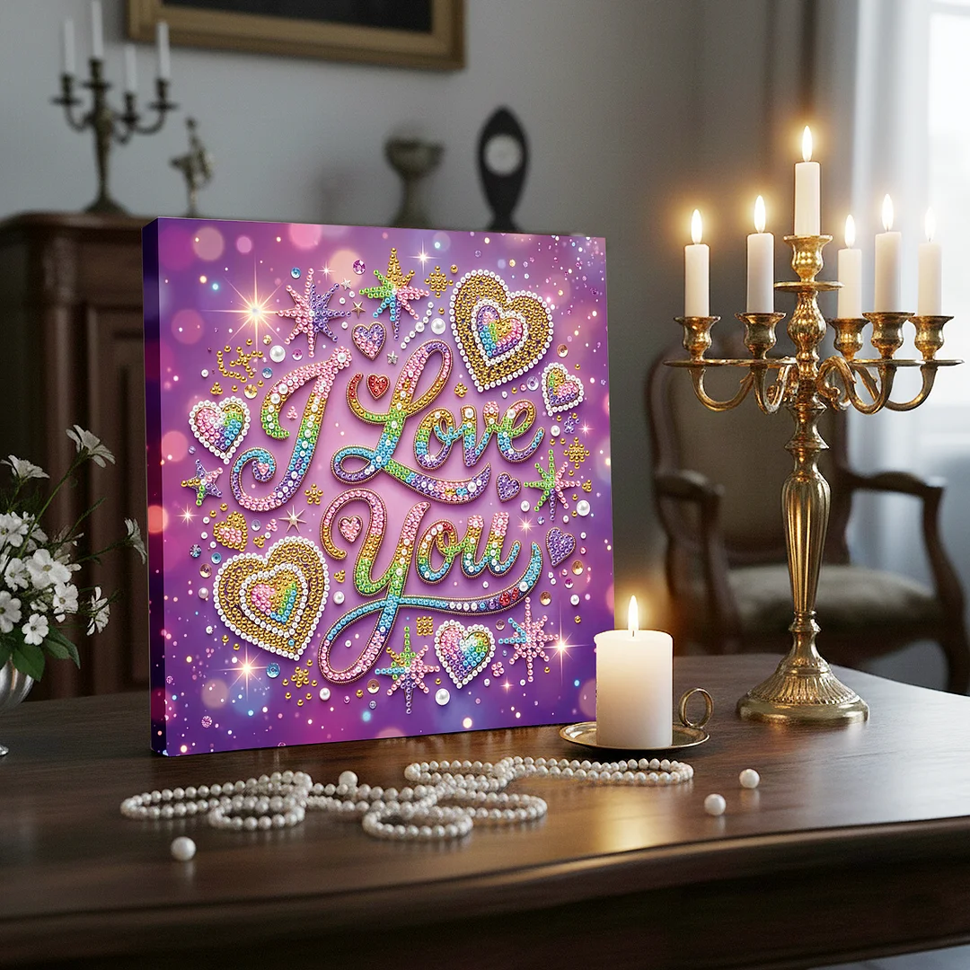 I Love You - DIY Pearl Diamond Art Kit With Frame 25*25cm