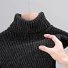 High-quality stretch solid color sweater with high collar