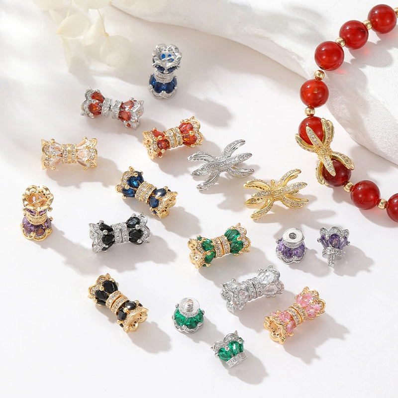 Zhongxing 14K Color Retaining Micro Inlaid Zircon Screw Buckle Small Waist Pearl Buckle DIY Bracelet Necklace Connecting Buckle Accessories