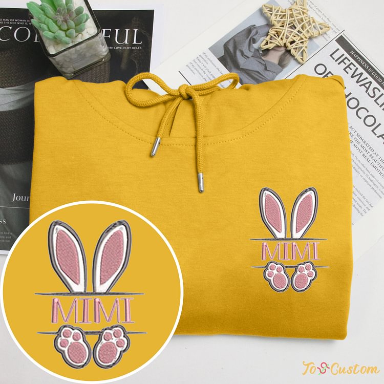 TOSCUSTOM™ Embroidered Mimi Bunny Sweatshirt Easter Personalised Gift For Mom