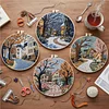 4pcs Town-DIY Embroidery Kit with Pattern Cotton Threads Needles Hoop Scissor 25*25cm tapestrymarket