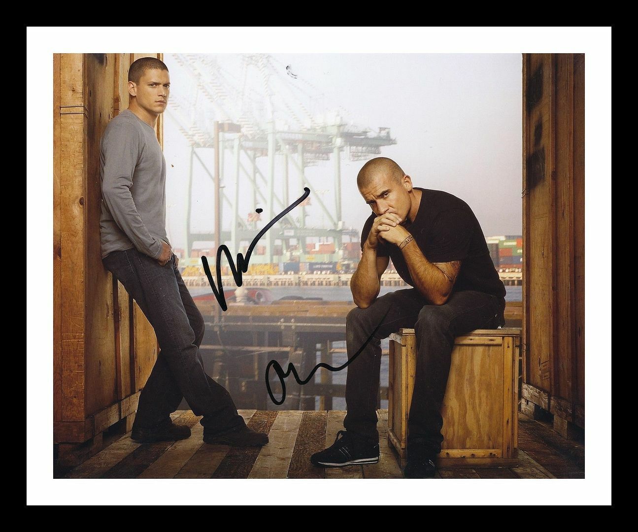 Wentworth Miller & Dominic Purcell - Prison Break Signed & Framed Photo Poster painting 1