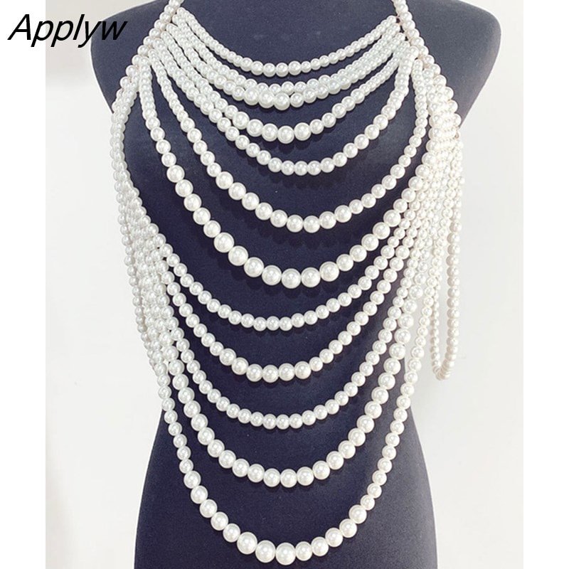 Applyw 2023 New Summer Round Neck Pearl Spliced Tassels Outfits Top WV85700
