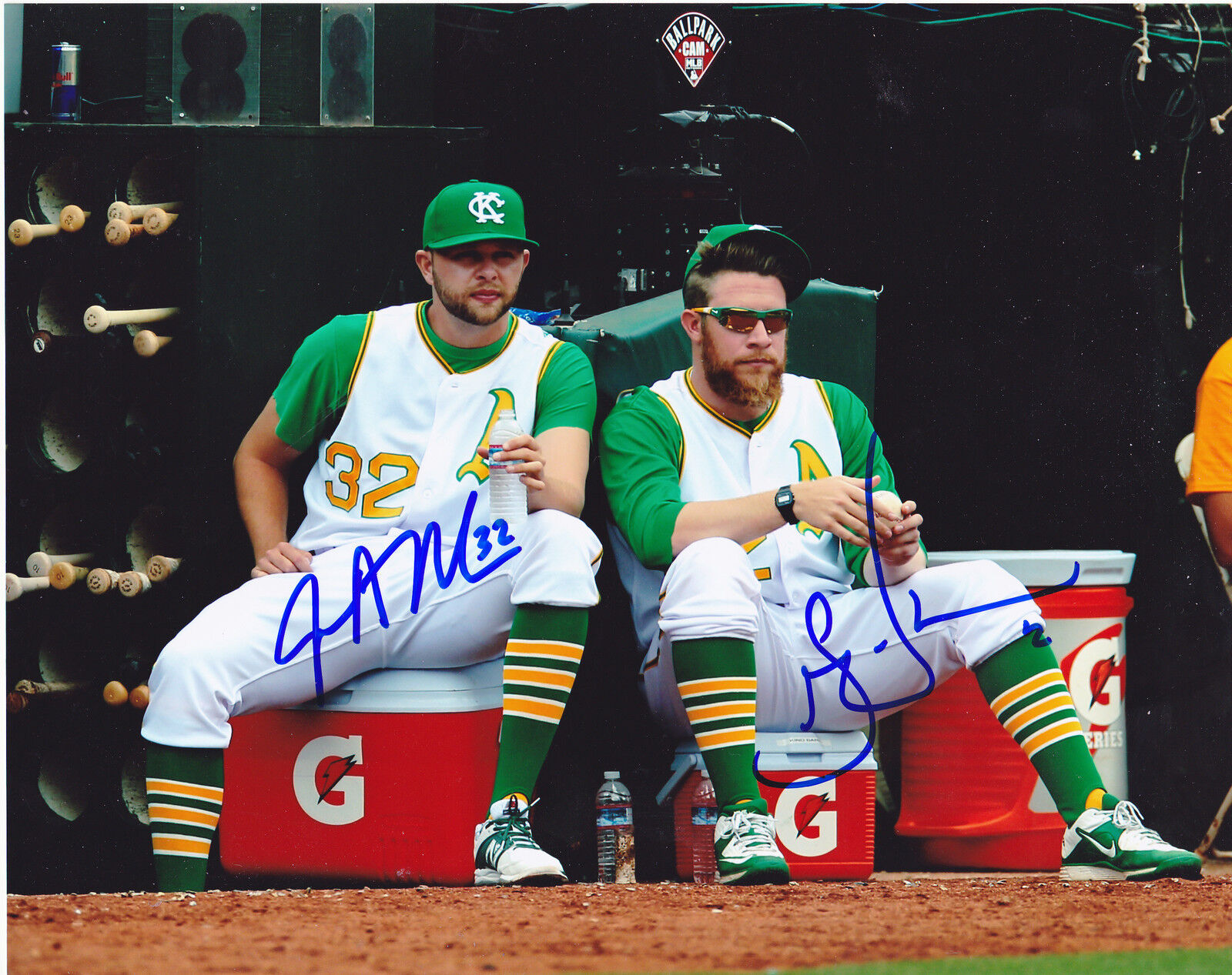 JESSE HAHN / SEAN DOOLITTLE OAKLAND A'S ACTION SIGNED 8x10