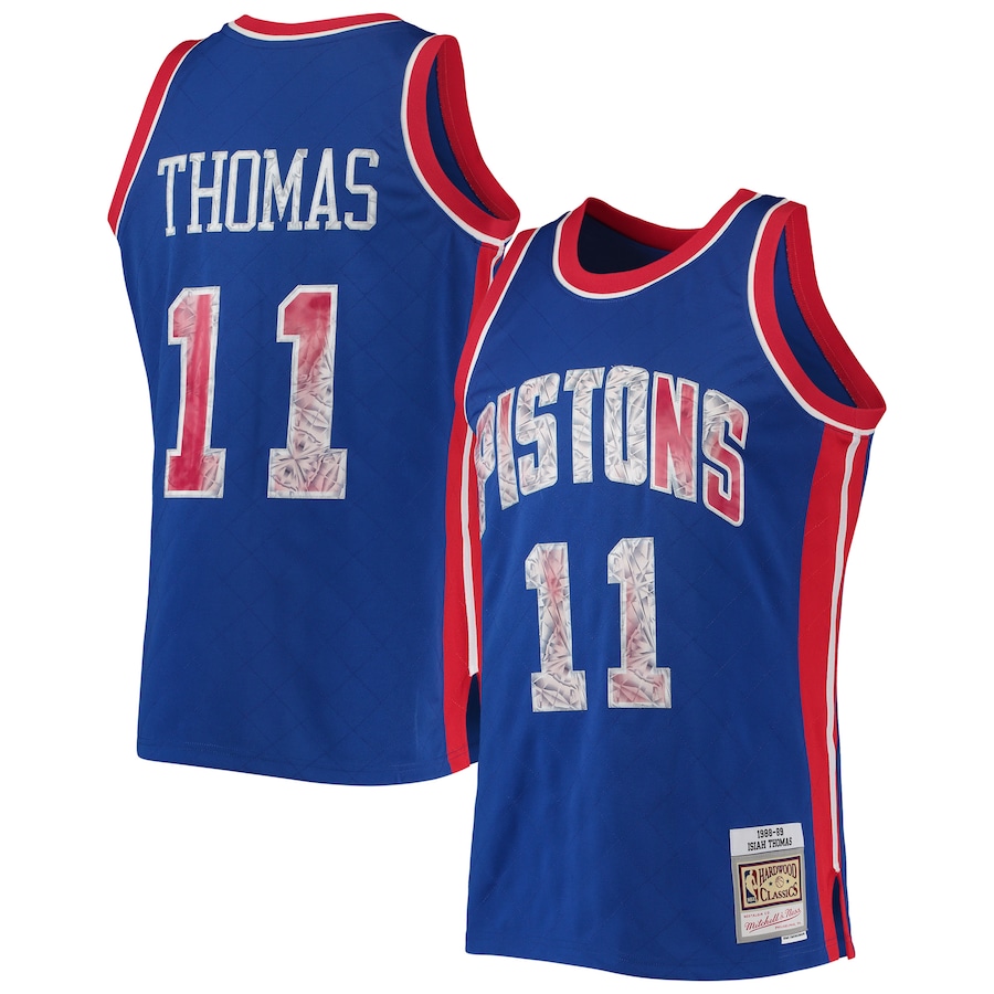 Men's Detroit Pistons Isiah Thomas Mitchell & Ness Blue 1988/89 Hardwood Classics NBA 75th Anniversary Diamond Swingman Jersey mysite