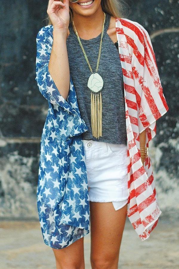 On-trend National Flag Printed Cardigan P13809