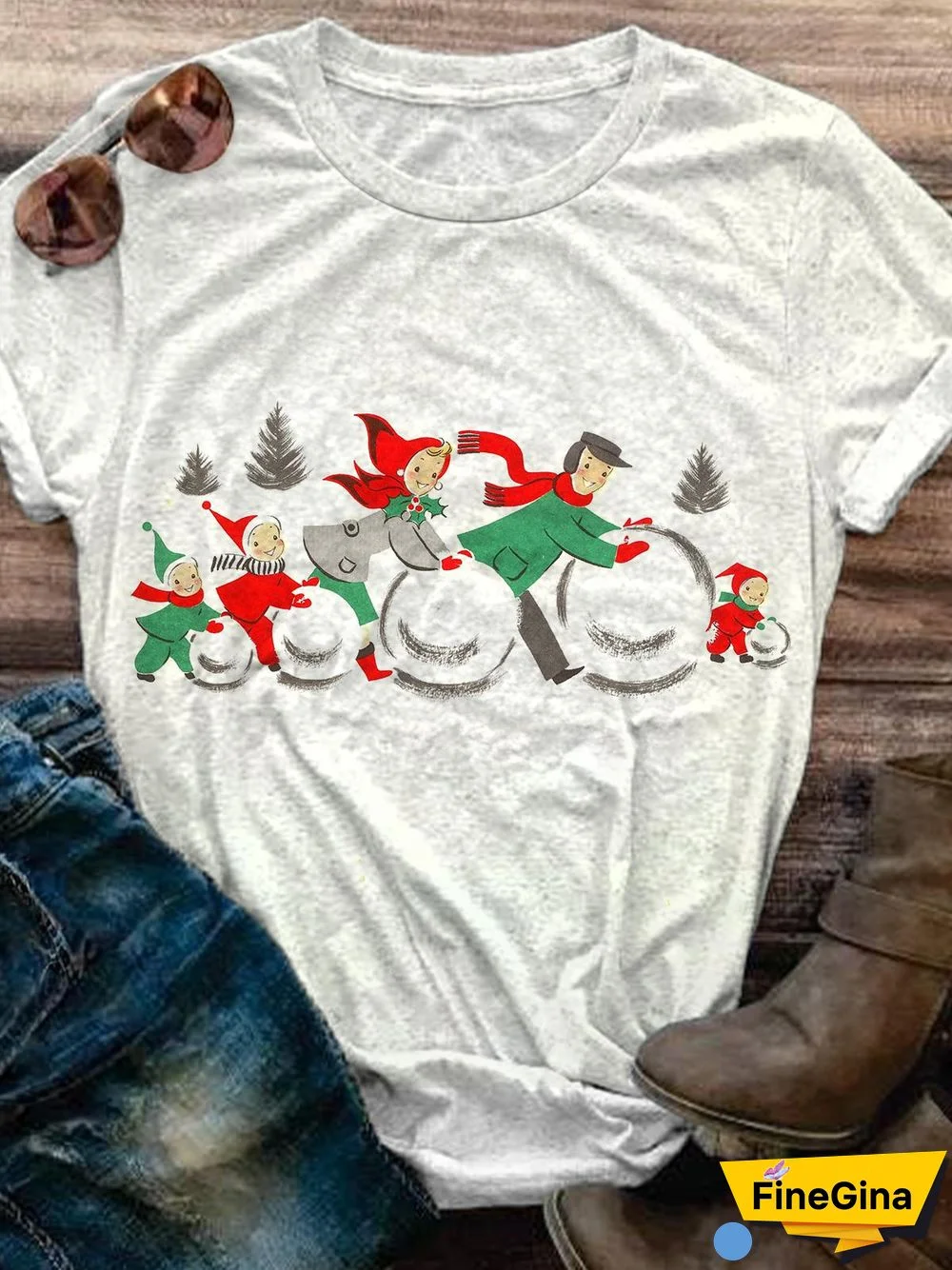 Rolling Snowballs Crew Neck T-shirt