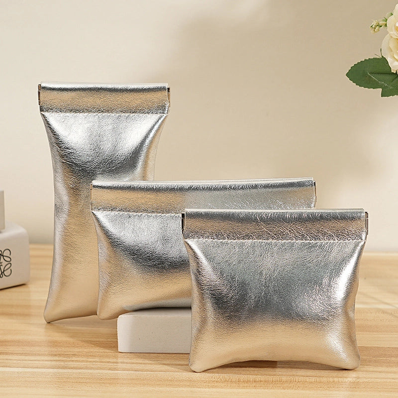 Basic Solid Color Pu Leather Square Makeup Bags
