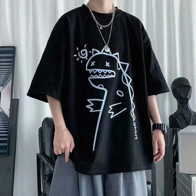 Casual dinosaur print T-shirt Techwear Shop