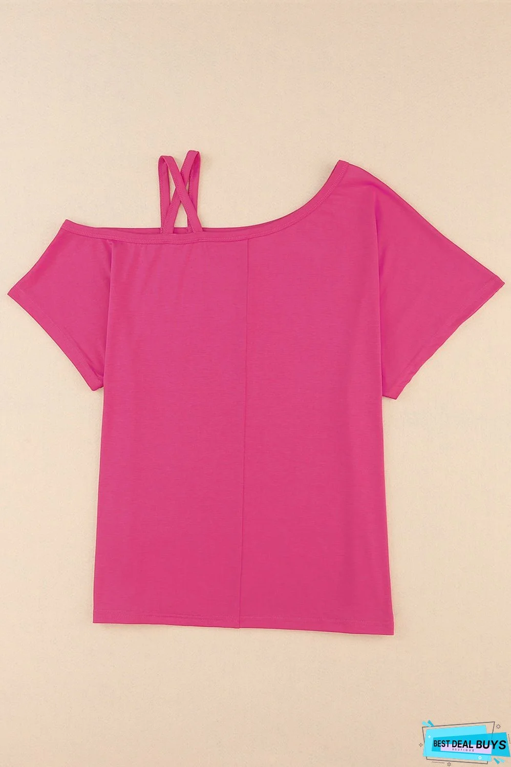 Crisscross Asymmetrical Neck Short Sleeve Top