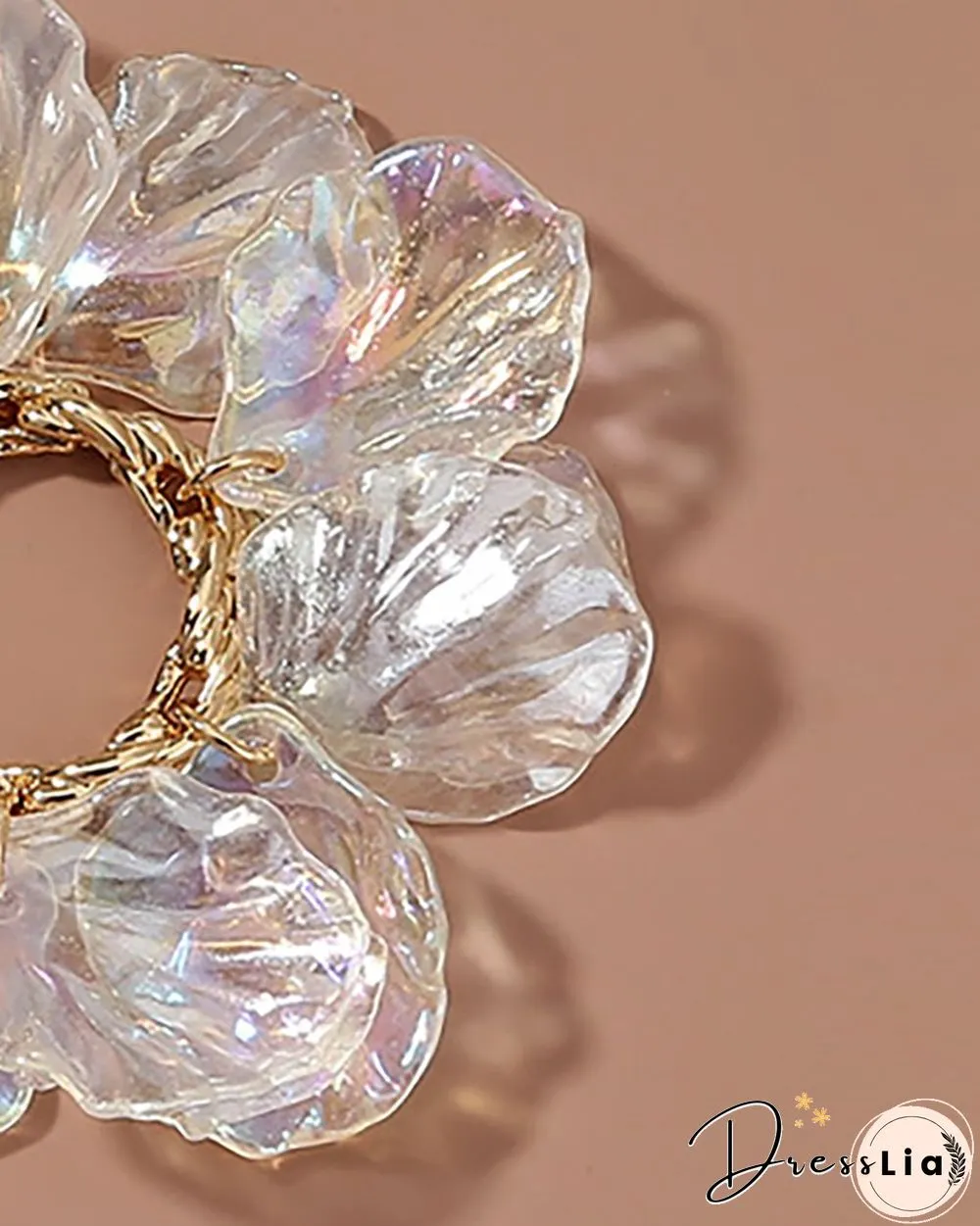 1Pair Clear Floral Pattern Chain Decor Earrings