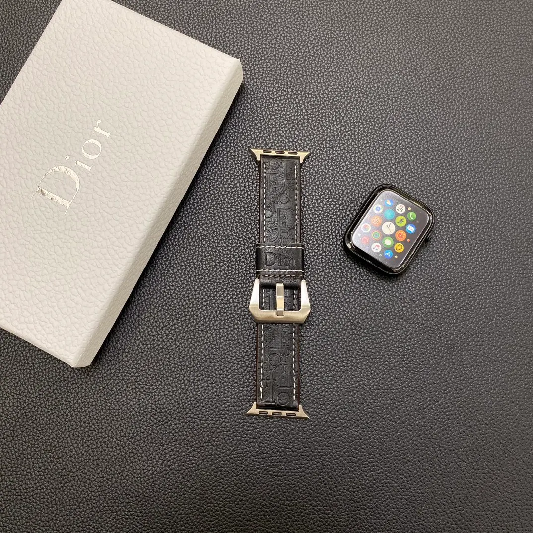 Genuine Leather Dior Apple Replacement Leather Embossed Watch Band