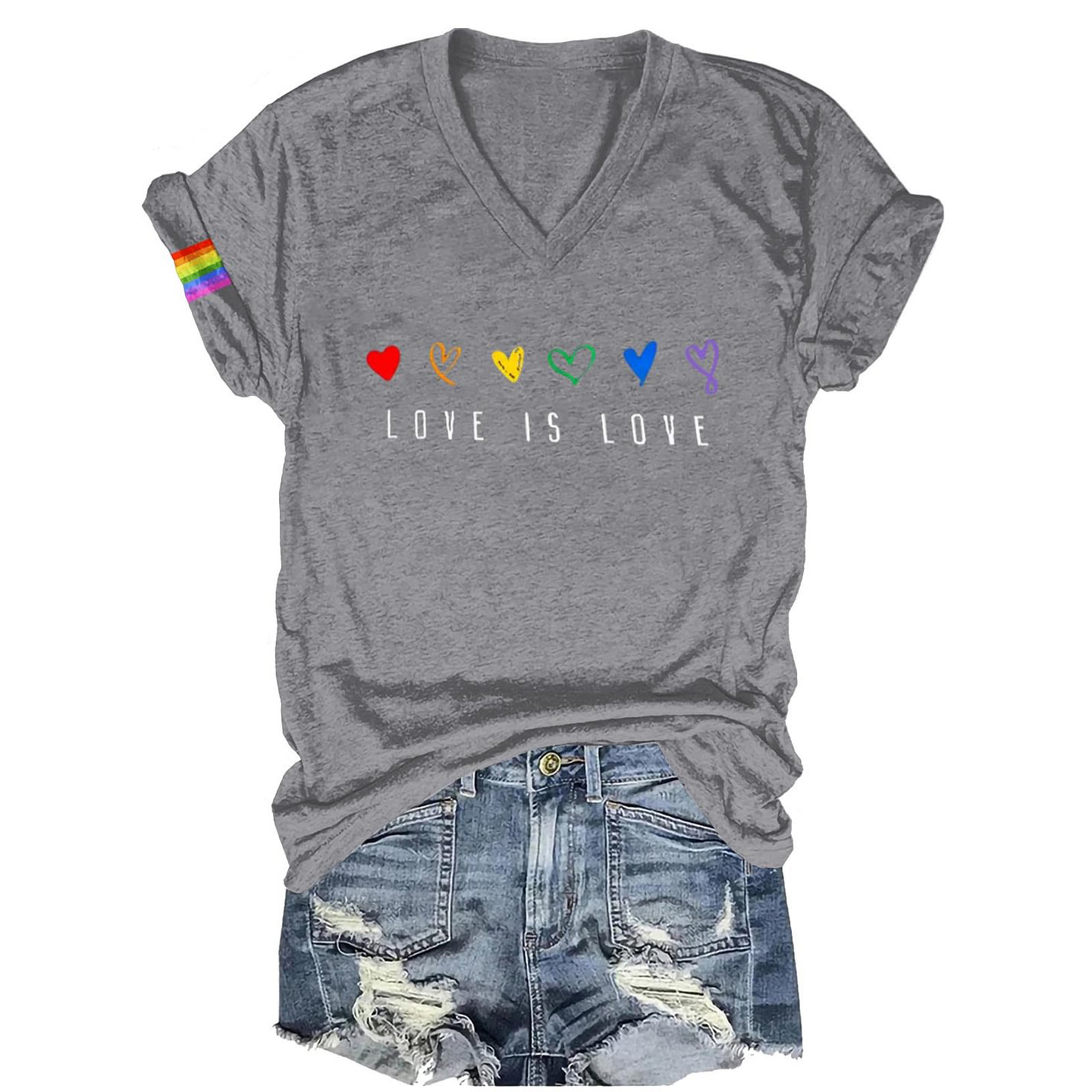 Comstylish Love Is Love LGBT Art Print Casual T-Shirt