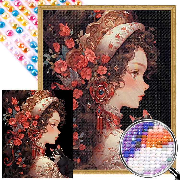 Retro Girl 40*50CM(Canvas) AB Round Drill Diamond Painting gbfke