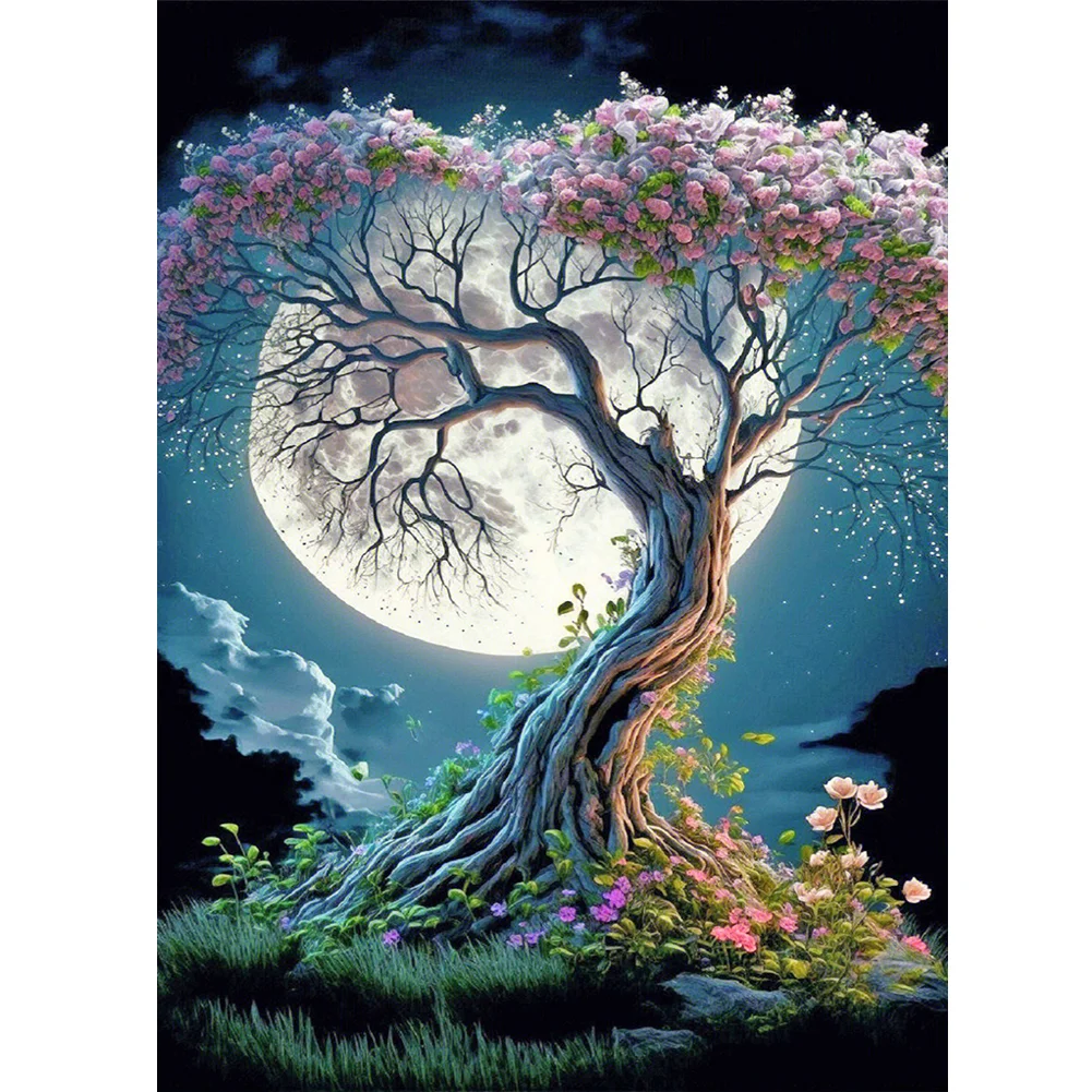 Full Round Diamond Painting - Moon Tree(30*40cm)