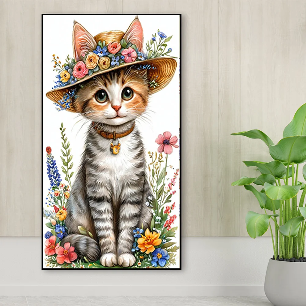 Diamond Painting - Full Round Drill - Flower Cat(Canvas|30*50cm)