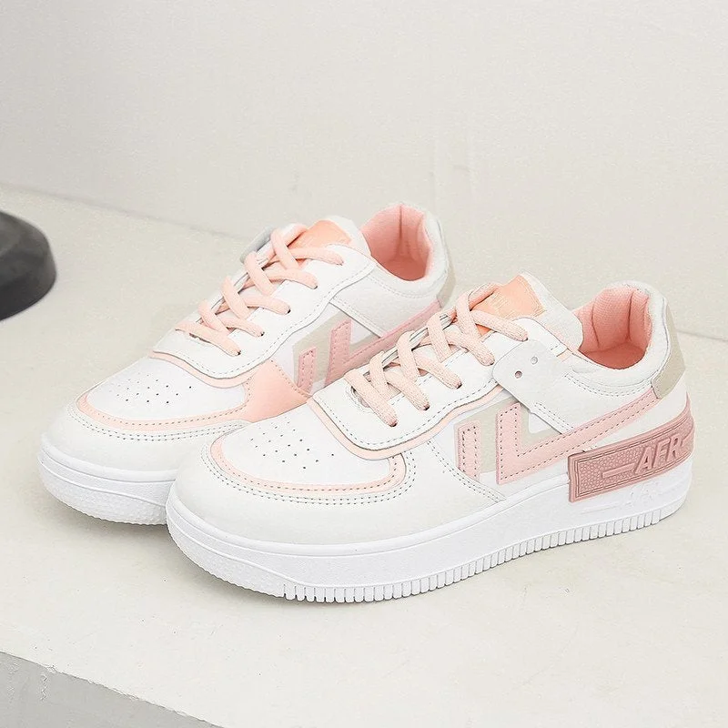 2020 Women Sneakers White Pink Tennis Cute Lovely Girl Shoes Female Student Shoes Platform Flats Casual Ladies Vulcanize Shoes