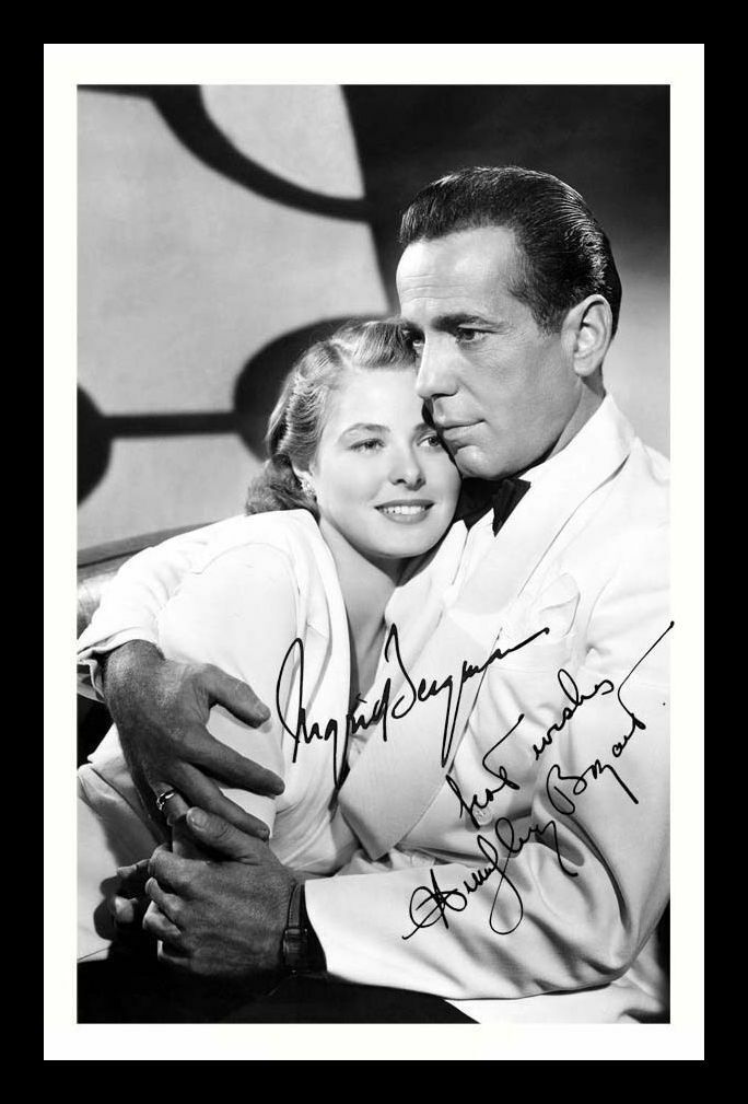 Humphrey Bogart & Ingrid Bergman Autograph Signed & Framed Photo Poster painting