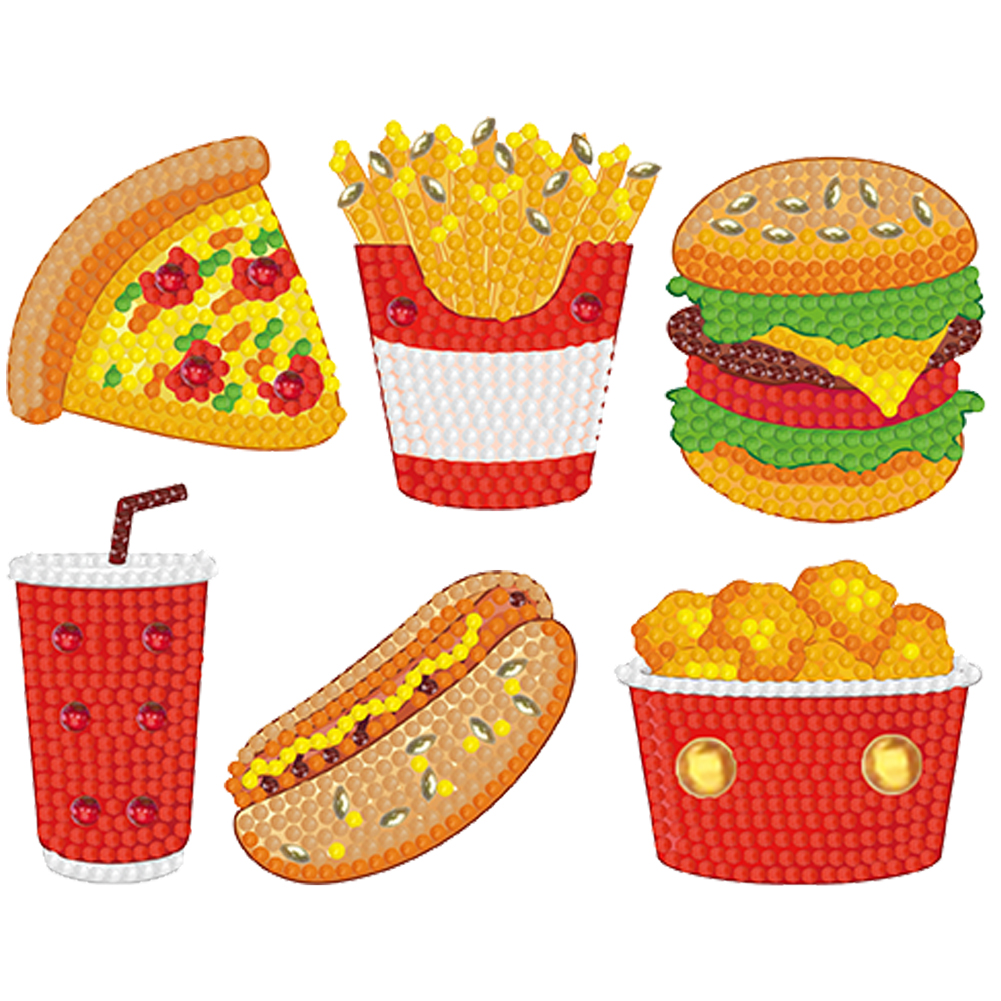 

6pcs Hamburger Fries - 5D DIY Craft Sticker, 501 Original