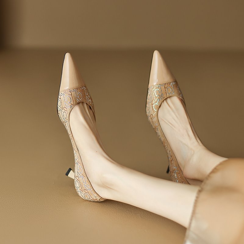 Fine Heel Pointed Shallow Mouth Four Seasons Single Shoes Female-PABIUYOU- Women's Fashion Leader