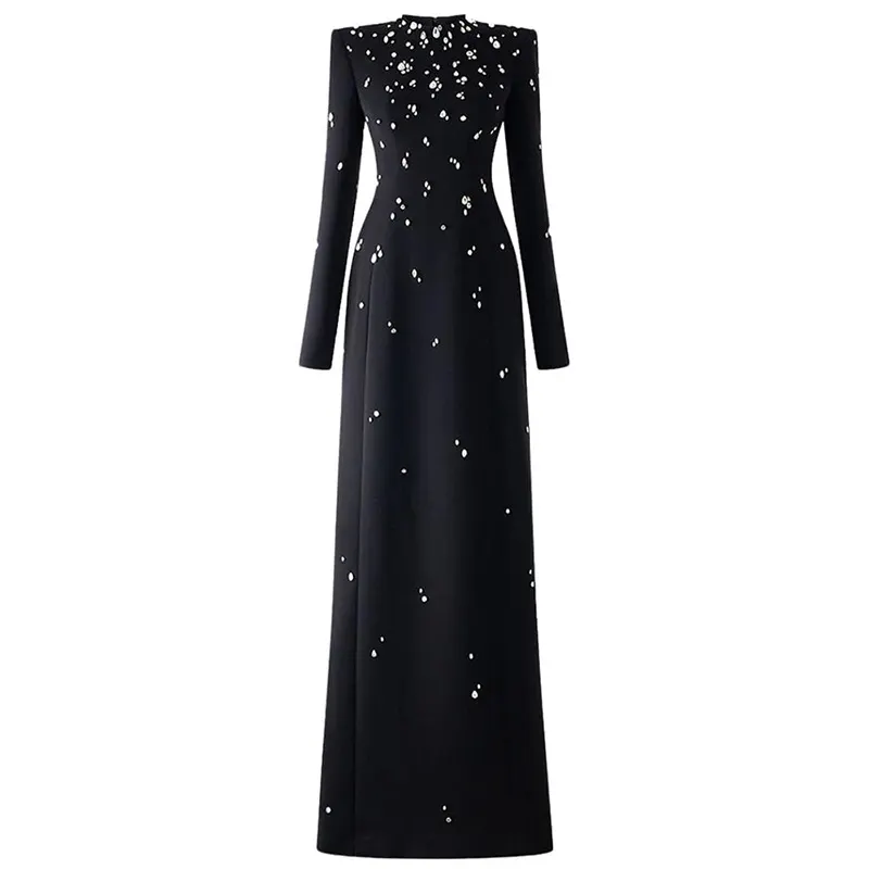 Nigikala Nigikala Star Temperament Elegant Heavy Industry Nails And Diamonds Long Sleeve Long Dress Dress Dress Dress