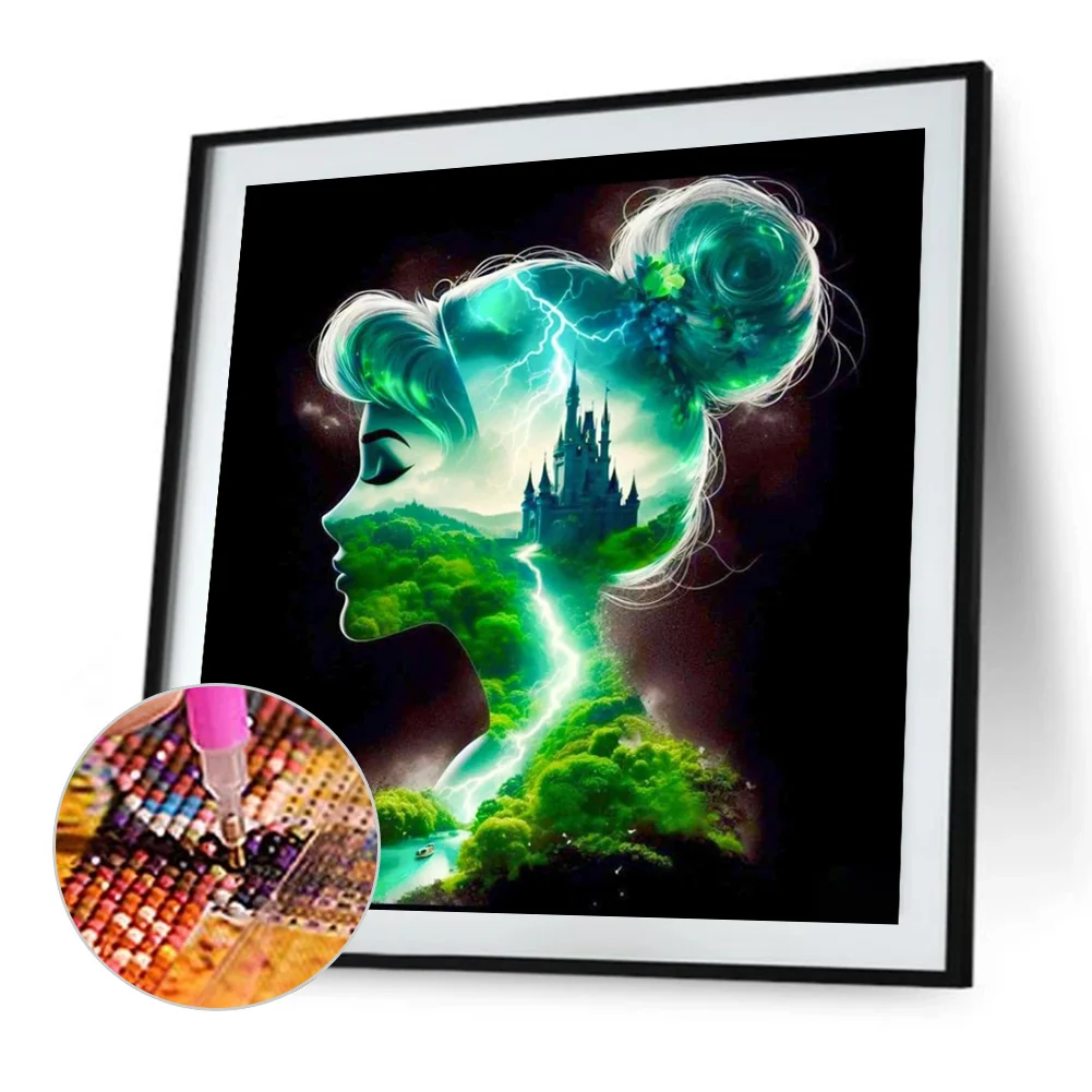 Diamond Painting - Full Square Drill - Princess Forest Silhouette(Canvas|35*35cm)