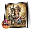Diamond Painting-DIY Full Round Drill Girl Animal