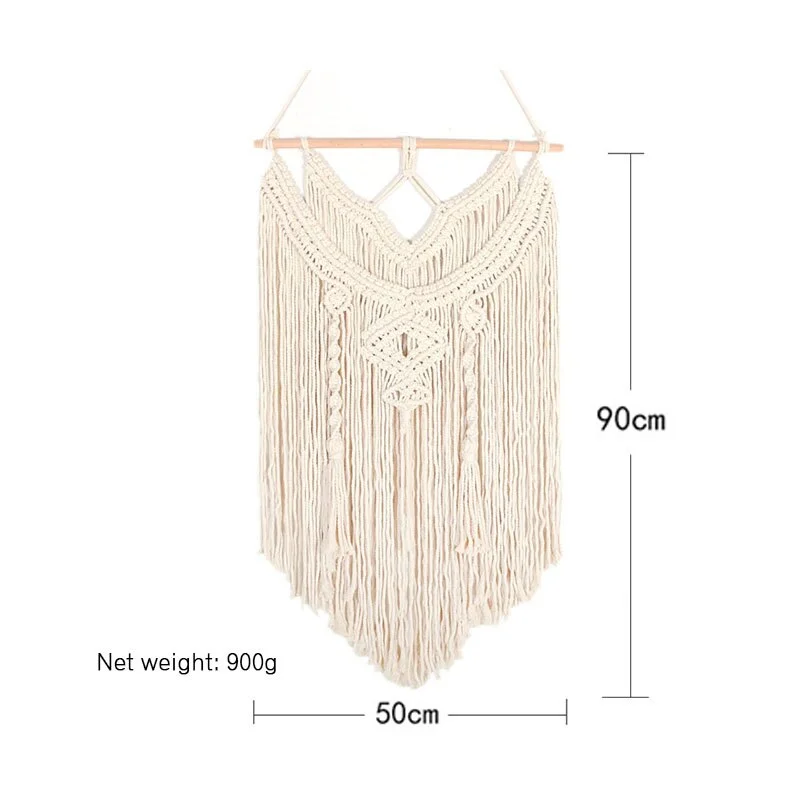 Macrame Tapestry Handmade Woven Macrame Wall Hanging Tapestry Leaf Feather Boho Decoration Home Decor Aesthetic Wall Tapestry