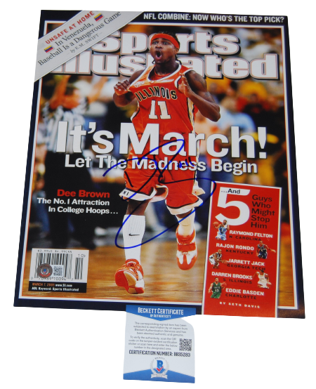 DEE BROWN signed (ILLINOIS ILLINI) Sports Illustrated 11x14 BAS BECKETT BB35283