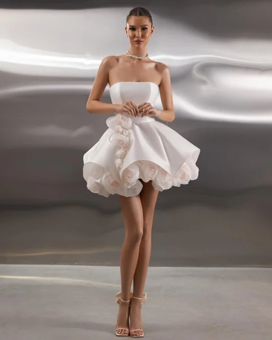 homecoming dresses tallahassee florida BABARONI Plunging V-Neck Flower Appliqued Homecoming Dress Daffodil, Daffodil / US0 main image 0