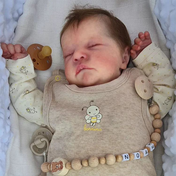  [Heartbeat💖 & Sound🔊] 20" Newborn Lifelike Asleep Baby Brown Hair Doll Girl Named Franx - Reborndollsshop®-Reborndollsshop®