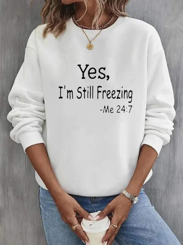 Women's Fun Copywriting Printed Long-sleeved Tops