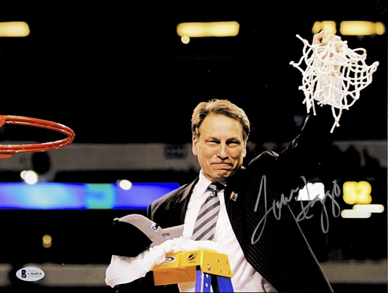 TOM IZZO HAND SIGNED AUTOGRAPHED 11X14 MSU BASKETBALL Photo Poster painting WITH BECKETT COA 4