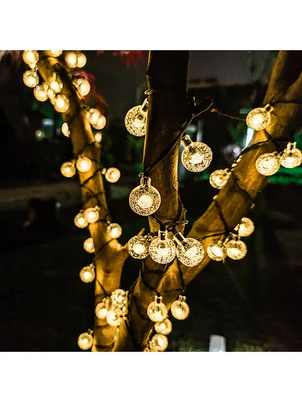 Outdoor Solar Powered Fairy Lights Globe Crystal Balls Decoration-elleschic