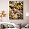 Black And Gold Witch-14CT Stamped Cross Stitch 40*53cm/15.75*20.87in