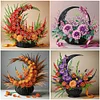 (US Only)4pcs Flower Basket - Diamond Painting - Partial Special Shaped Drill (Canvas|30*30cm)