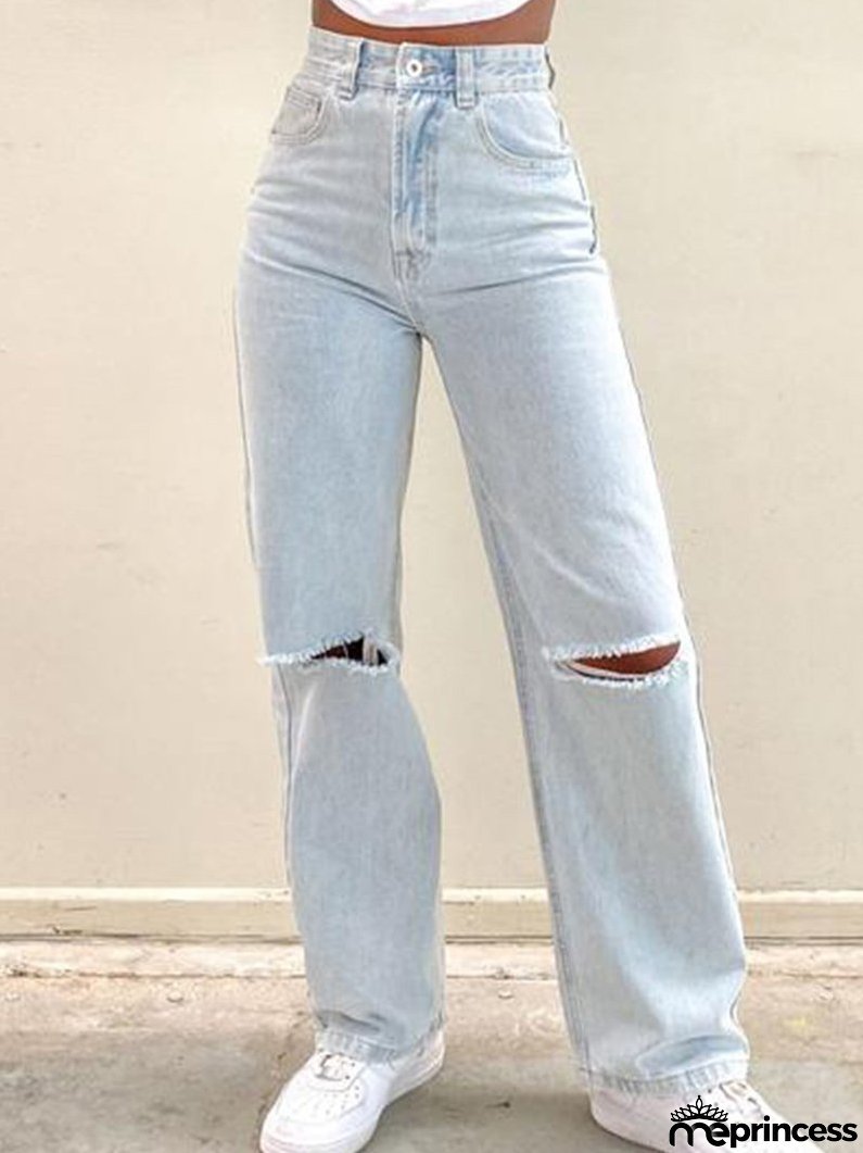 Women's Jeans Fashion Ripped High Waist Jeans