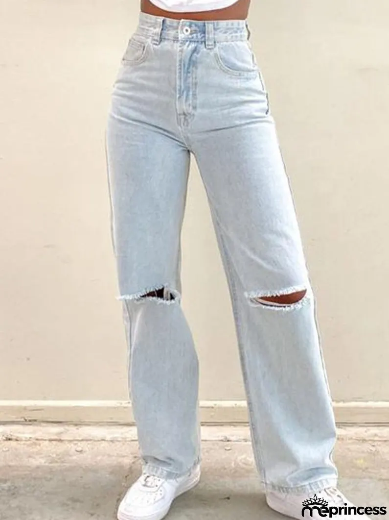 Women's Jeans Fashion Ripped High Waist Jeans