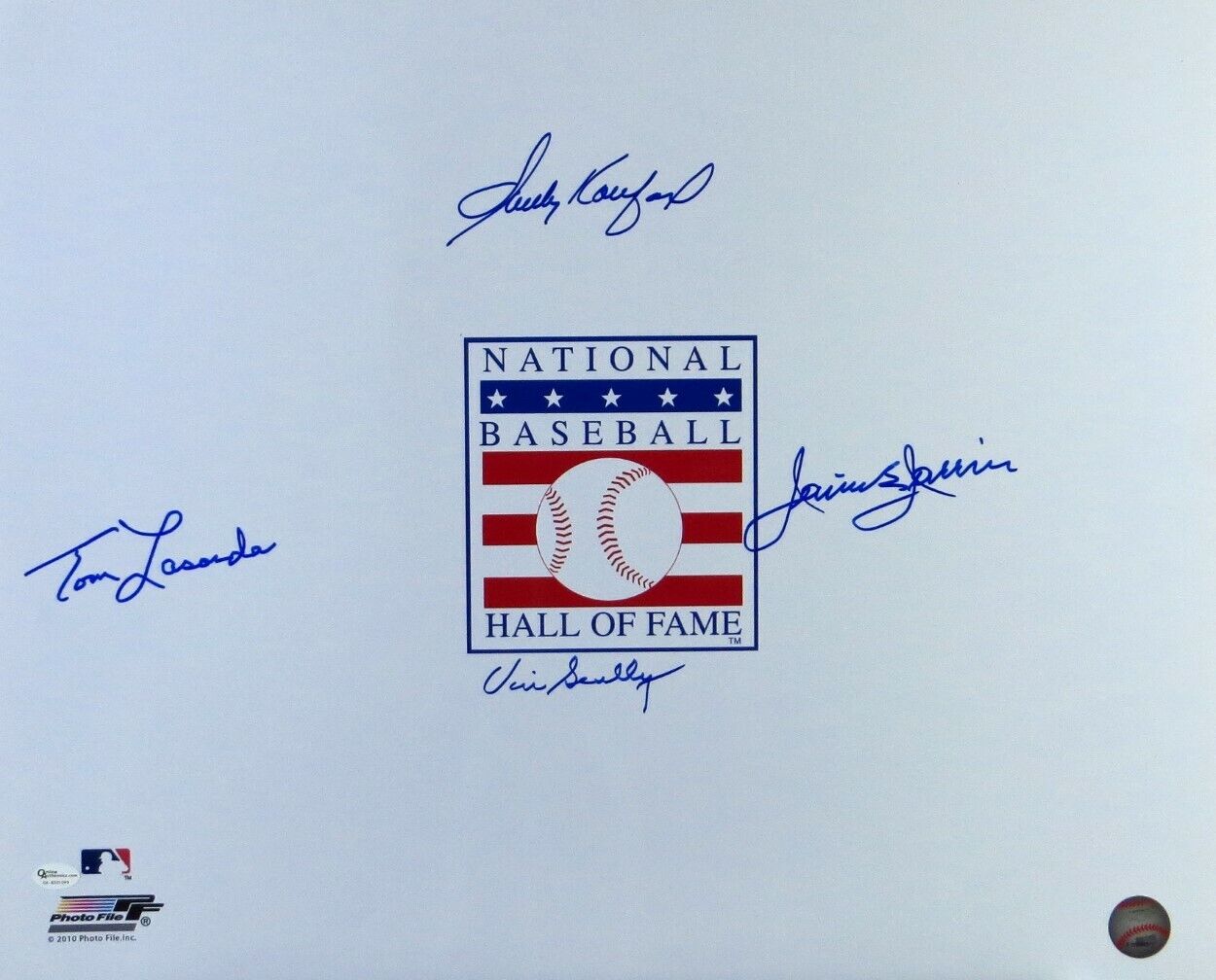 Sandy Koufax Vin Scully Lasorda Jarrin Signed Autographed 16X20 Photo Poster painting HOF OA